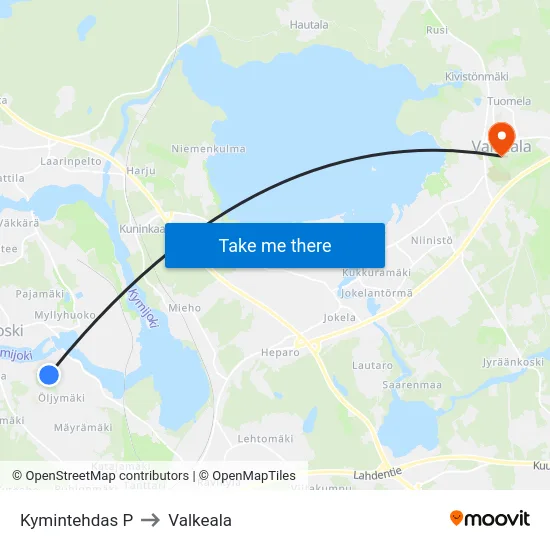 Kymintehdas P to Valkeala map