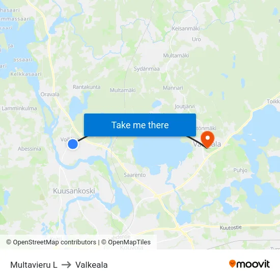 Multavieru L to Valkeala map