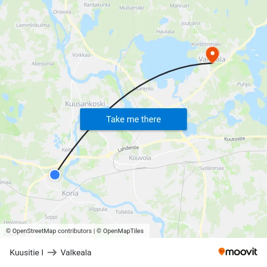Kuusitie I to Valkeala map