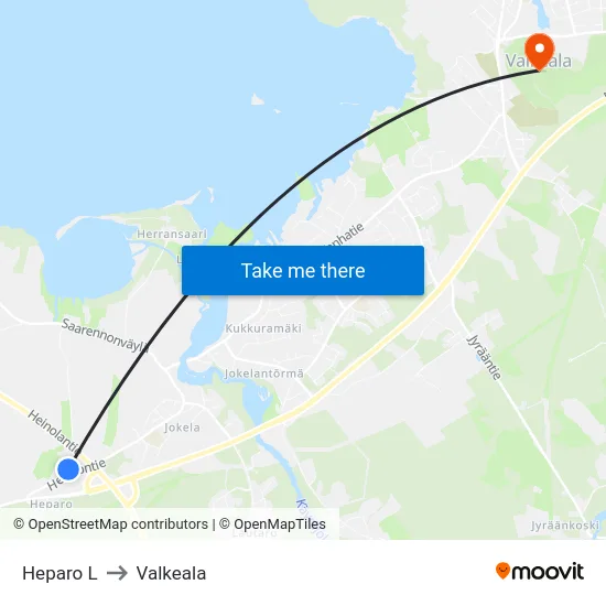 Heparo L to Valkeala map