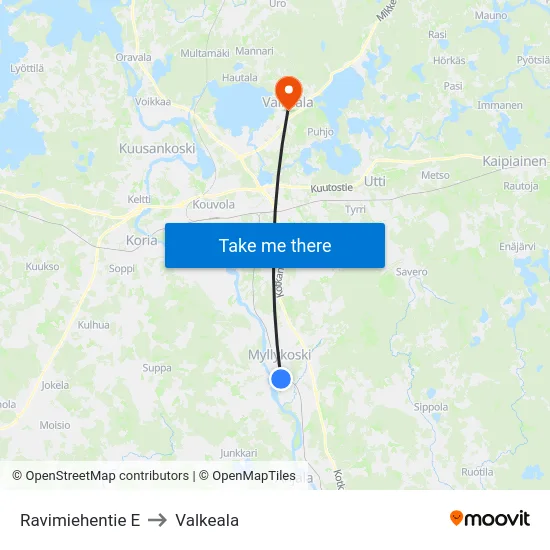 Ravimiehentie E to Valkeala map