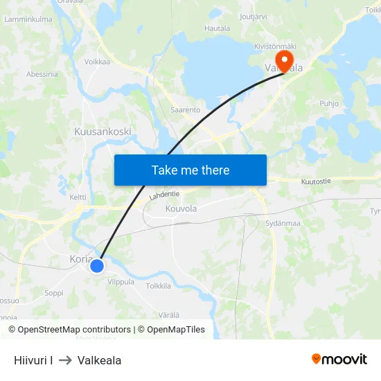 Hiivuri I to Valkeala map