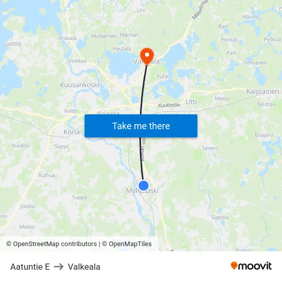 Aatuntie E to Valkeala map