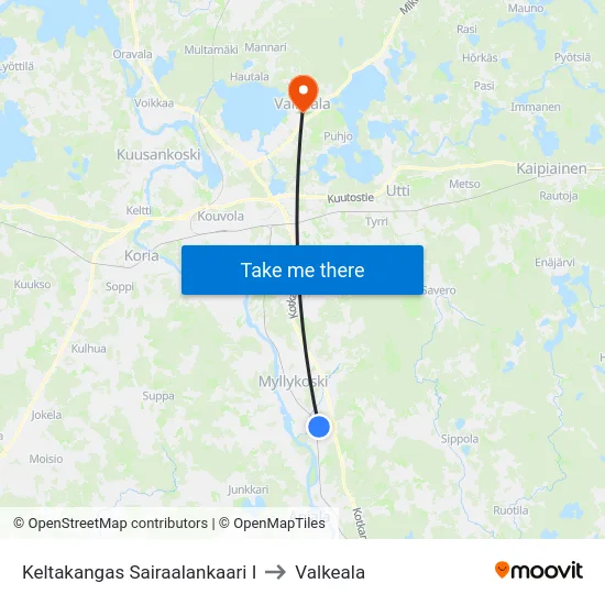 Keltakangas Sairaalankaari I to Valkeala map