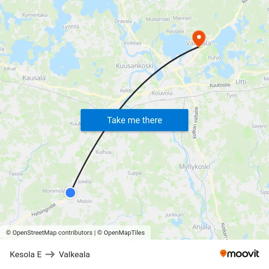 Kesola E to Valkeala map