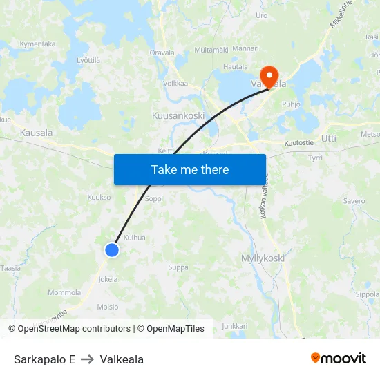 Sarkapalo E to Valkeala map