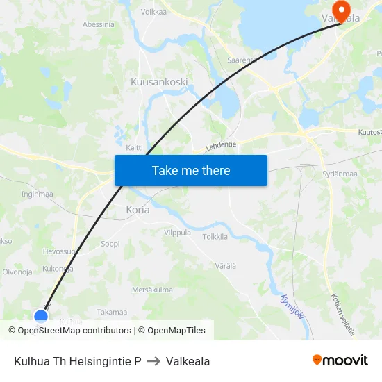 Kulhua Th  Helsingintie P to Valkeala map