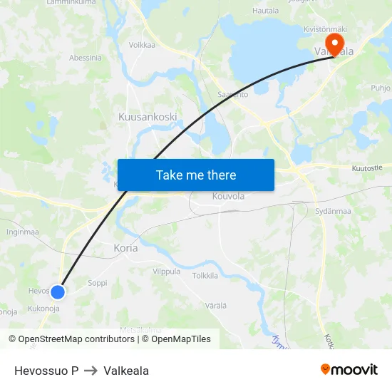 Hevossuo P to Valkeala map