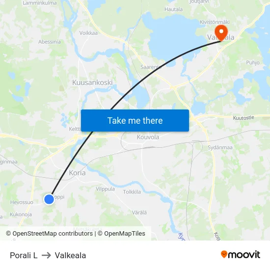 Porali L to Valkeala map