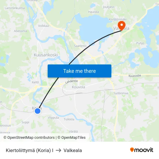 Kiertoliittymä (Koria) I to Valkeala map