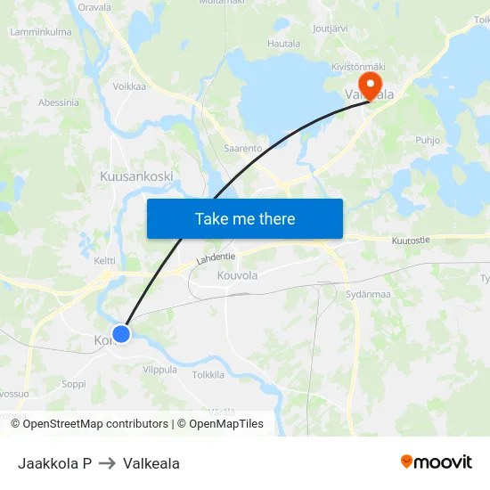 Jaakkola P to Valkeala map