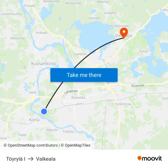 Töyrylä I to Valkeala map