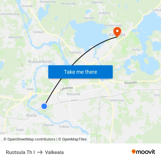 Ruotsula Th I to Valkeala map