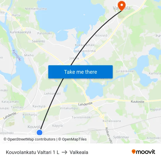 Kouvolankatu Valtari 1 L to Valkeala map