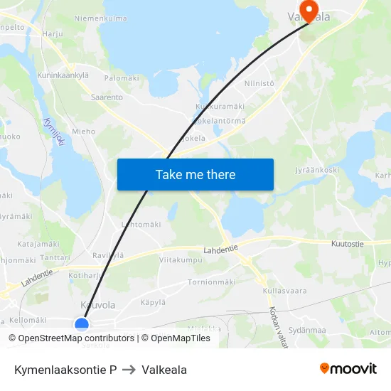 Kymenlaaksontie P to Valkeala map