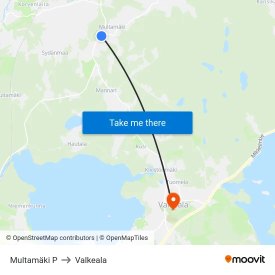 Multamäki P to Valkeala map