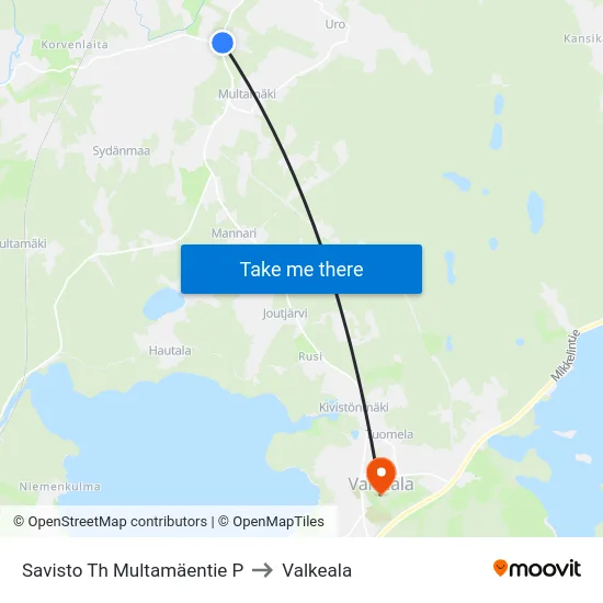 Savisto Th Multamäentie P to Valkeala map