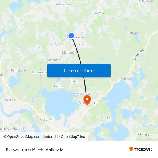 Keisanmäki P to Valkeala map