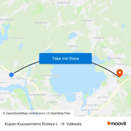 Kupari-Kuusanniemi Risteys L to Valkeala map