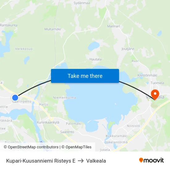 Kupari-Kuusanniemi Risteys E to Valkeala map