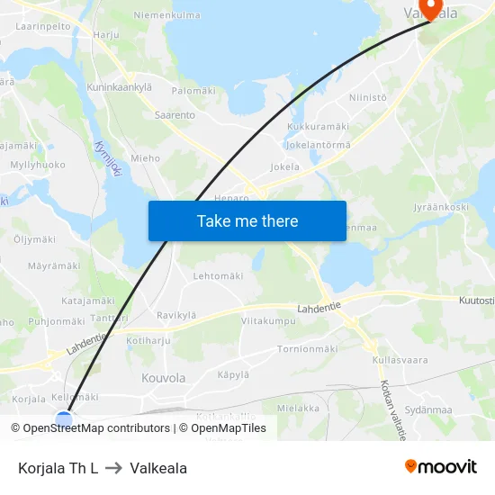 Korjala Th L to Valkeala map