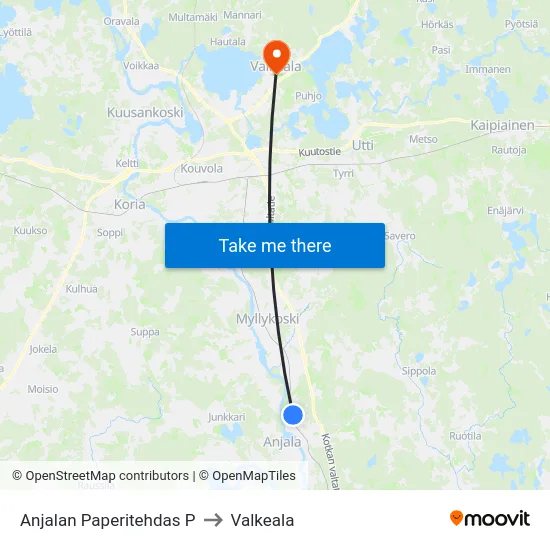 Anjalan Paperitehdas P to Valkeala map