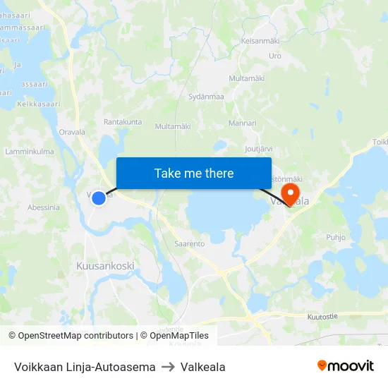 Voikkaan Linja-Autoasema to Valkeala map
