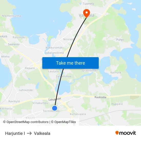 Harjuntie I to Valkeala map