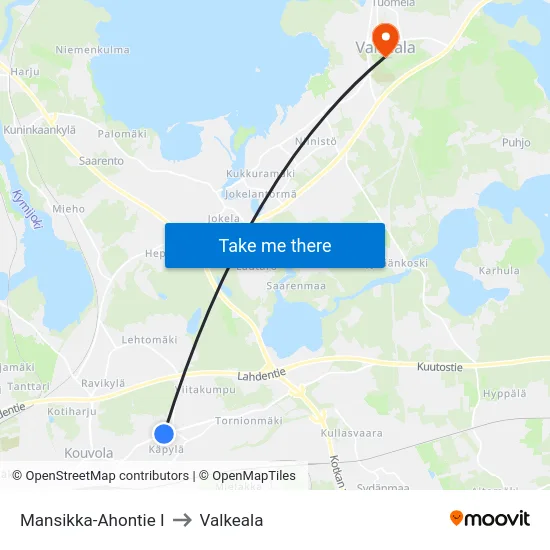 Mansikka-Ahontie I to Valkeala map