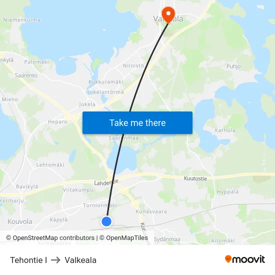 Tehontie I to Valkeala map