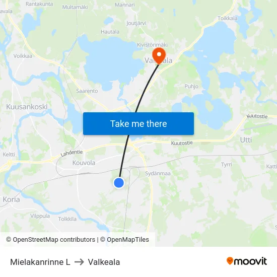 Mielakanrinne L to Valkeala map