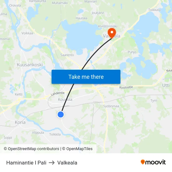 Haminantie I Pali to Valkeala map