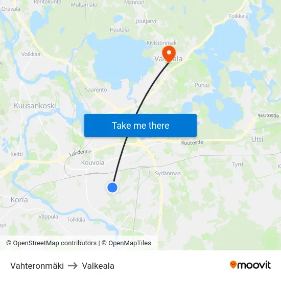 Vahteronmäki to Valkeala map