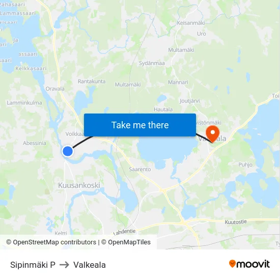 Sipinmäki P to Valkeala map