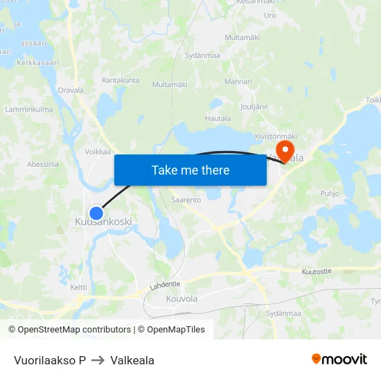 Vuorilaakso P to Valkeala map