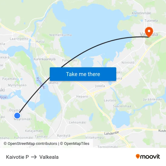Kaivotie P to Valkeala map