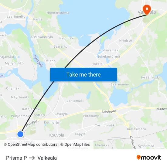 Prisma P to Valkeala map