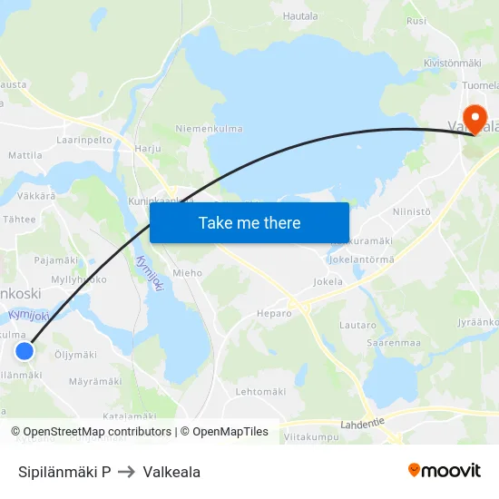 Sipilänmäki P to Valkeala map
