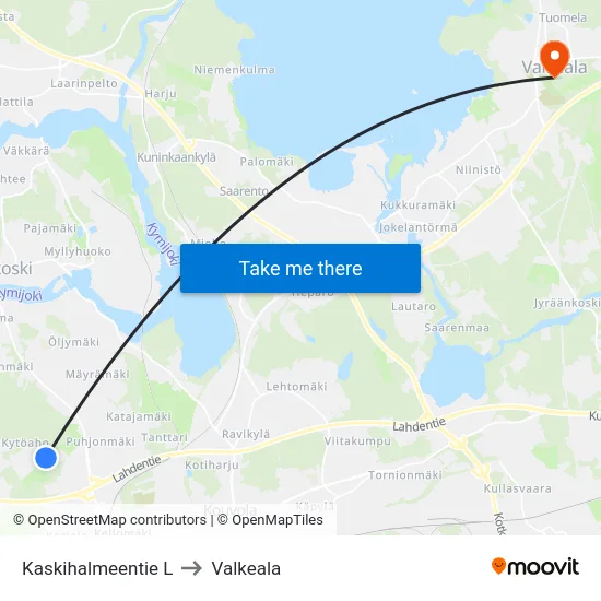 Kaskihalmeentie L to Valkeala map