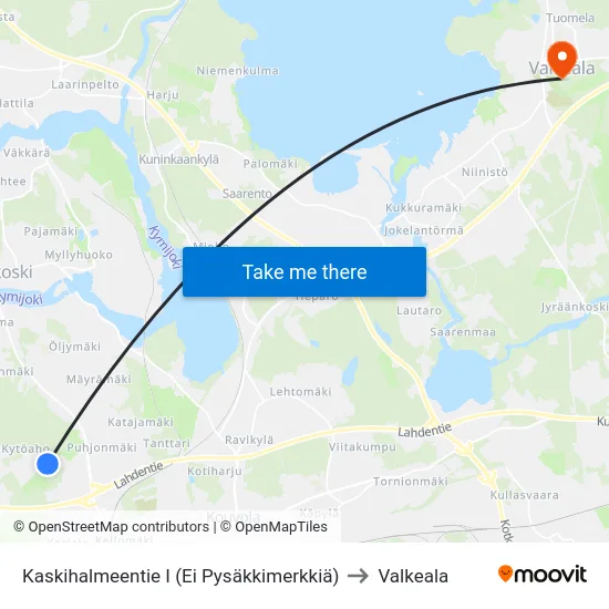 Kaskihalmeentie I (Ei Pysäkkimerkkiä) to Valkeala map