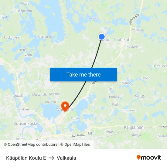 Kääpälän Koulu E to Valkeala map