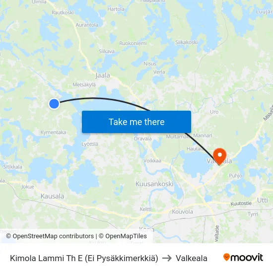 Kimola Lammi Th E (Ei Pysäkkimerkkiä) to Valkeala map