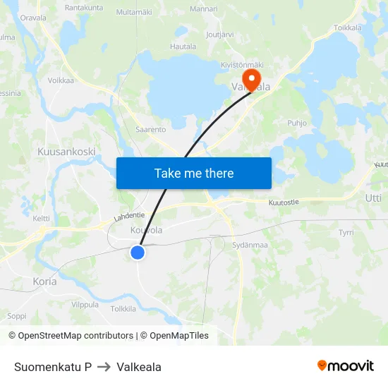 Suomenkatu P to Valkeala map