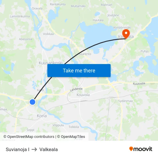 Suvianoja I to Valkeala map