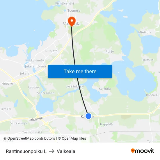 Rantinsuonpolku L to Valkeala map