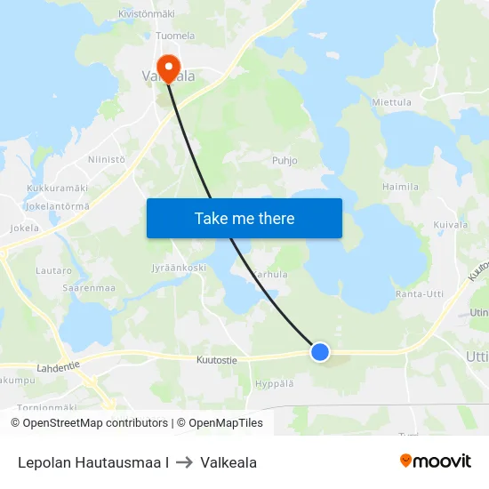 Lepolan Hautausmaa I to Valkeala map