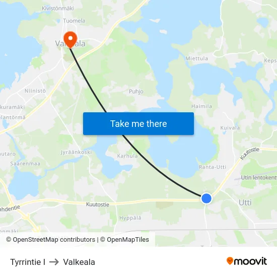Tyrrintie I to Valkeala map