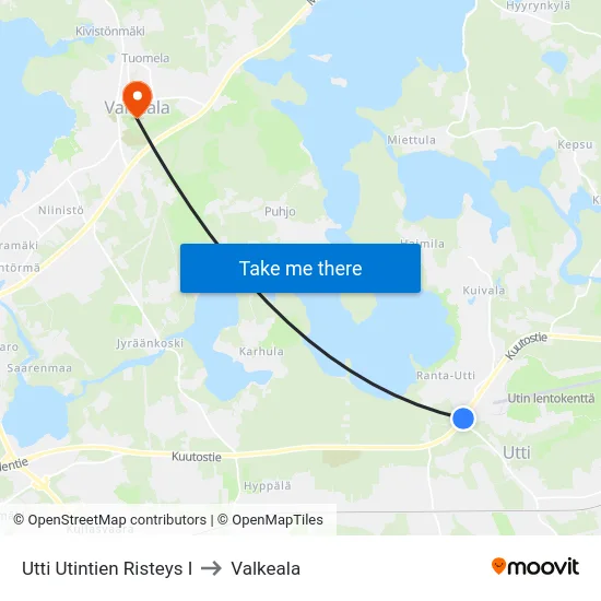 Utti Utintien Risteys I to Valkeala map