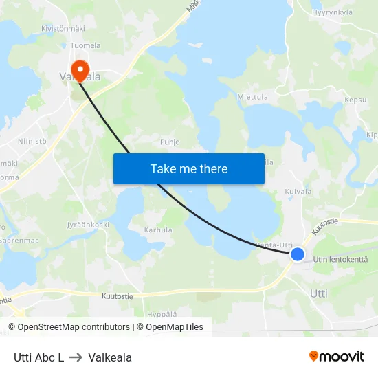 Utti Abc L to Valkeala map