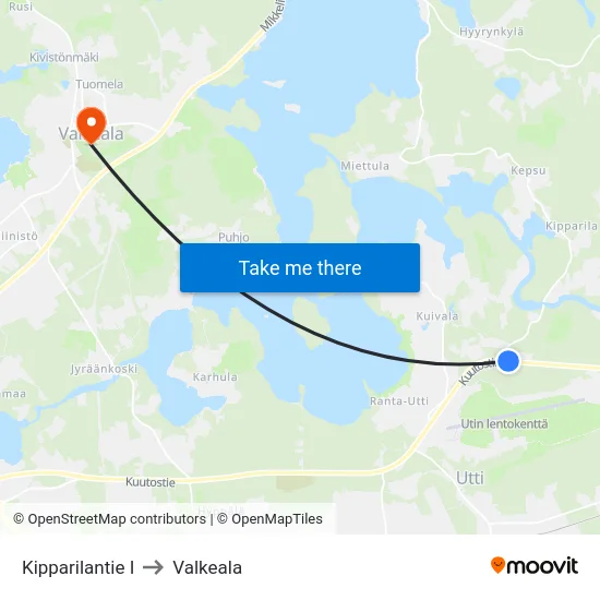 Kipparilantie I to Valkeala map